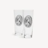 Glasses And Coasters<Fornasetti 2 Soda Glasses Set Cammei White/Black