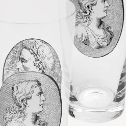 Glasses And Coasters<Fornasetti 6 Soda Glasses Set Cammei White/Black