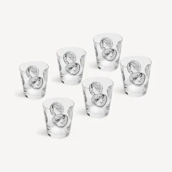 Glasses And Coasters<Fornasetti 6 Water Glasses Set Cammei White/Black