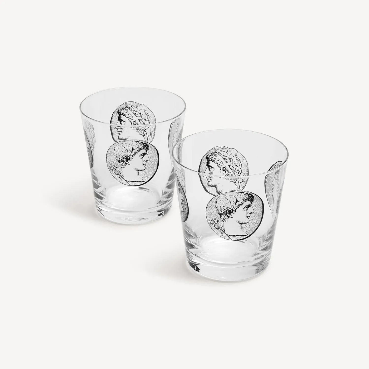 Glasses And Coasters<Fornasetti 2 Water Glasses Set Cammei White/Black