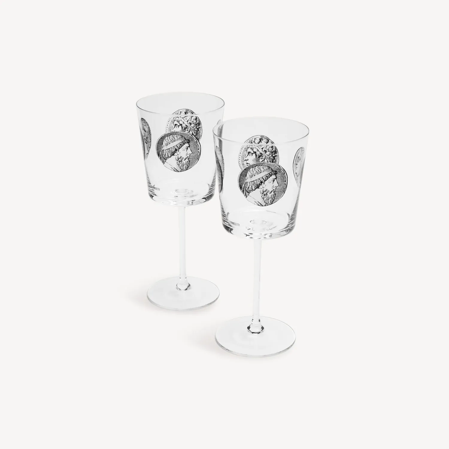 Glasses And Coasters<Fornasetti 2 Wine Glasses Set Cammei White/Black