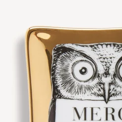 Design Ashtrays<Fornasetti Ashtray Civetta White/Black/Gold
