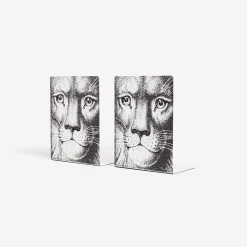 Bookends<Fornasetti Bookends Leone White/Black