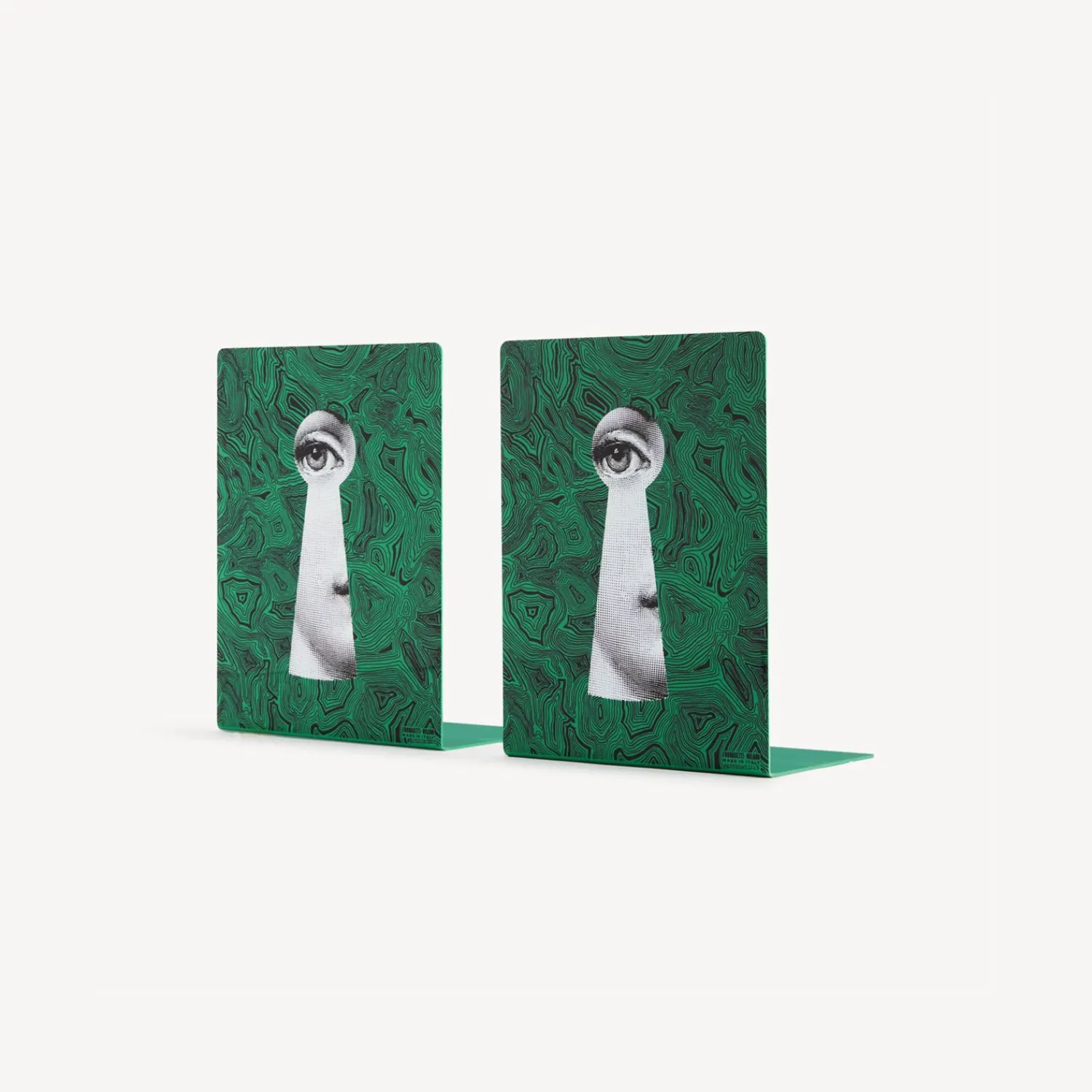 Bookends<Fornasetti Bookends Serratura Su Malachite Green/White/Black
