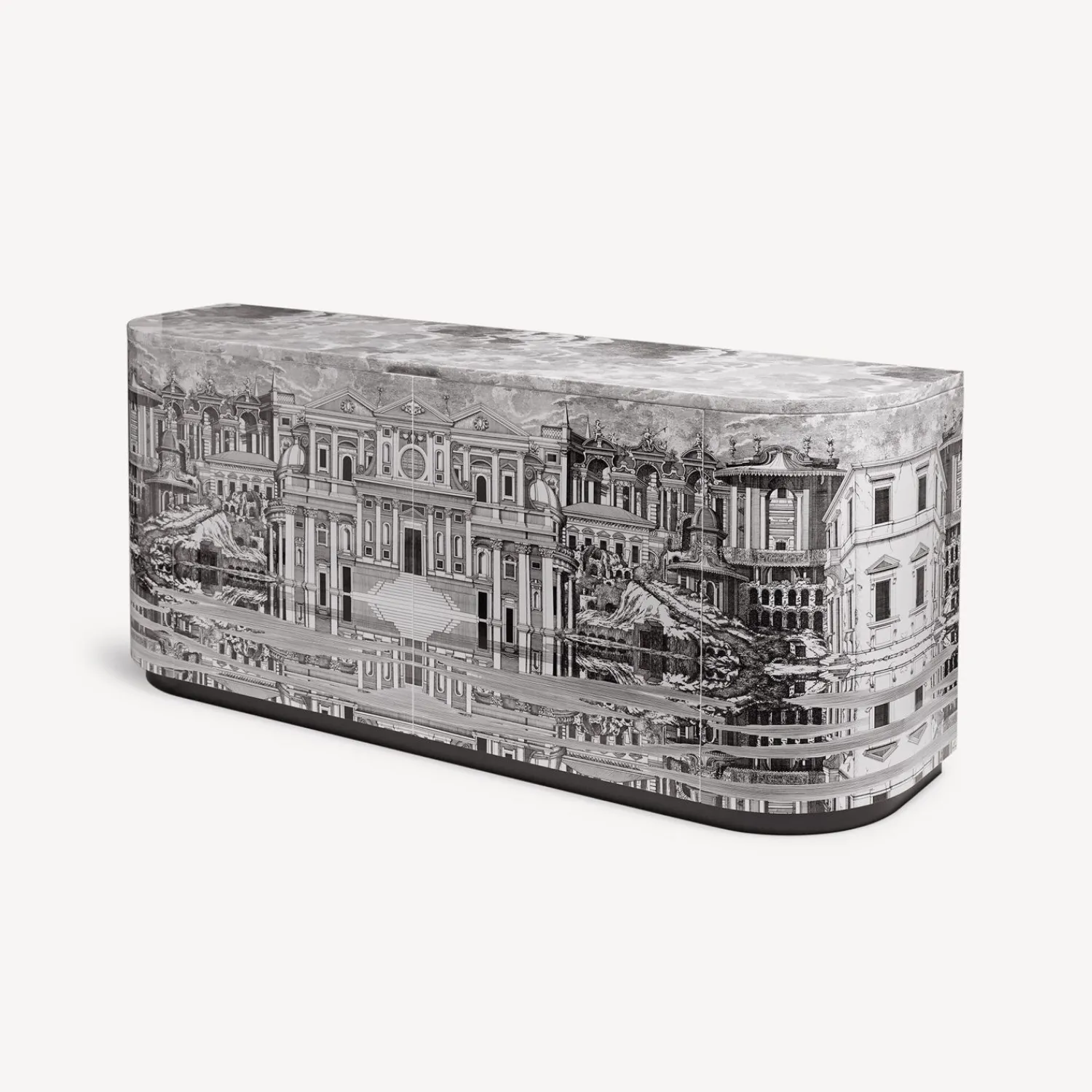 Curved Cabinets<Fornasetti Buffet Citta Che Si Rispecchia White/Black