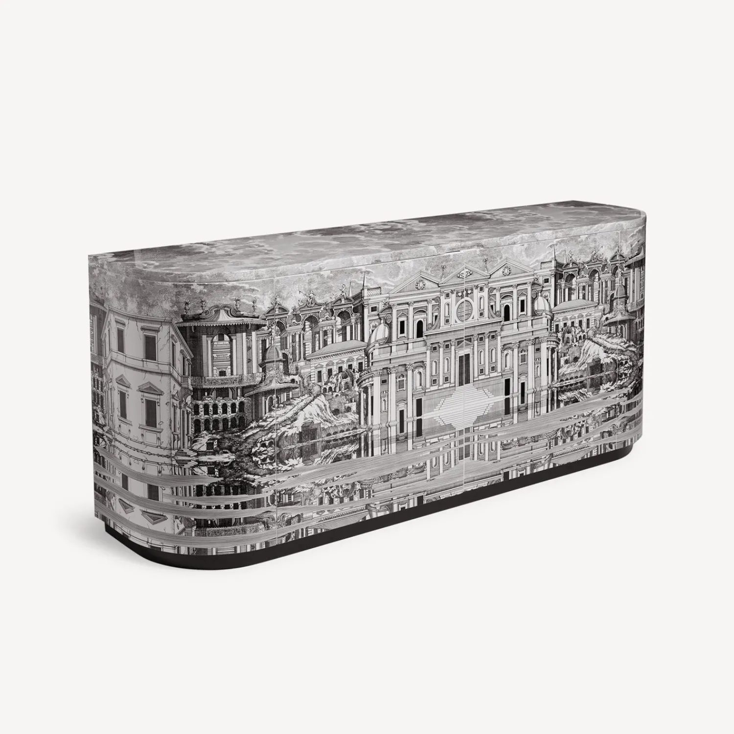 Curved Cabinets<Fornasetti Buffet Citta Che Si Rispecchia White/Black