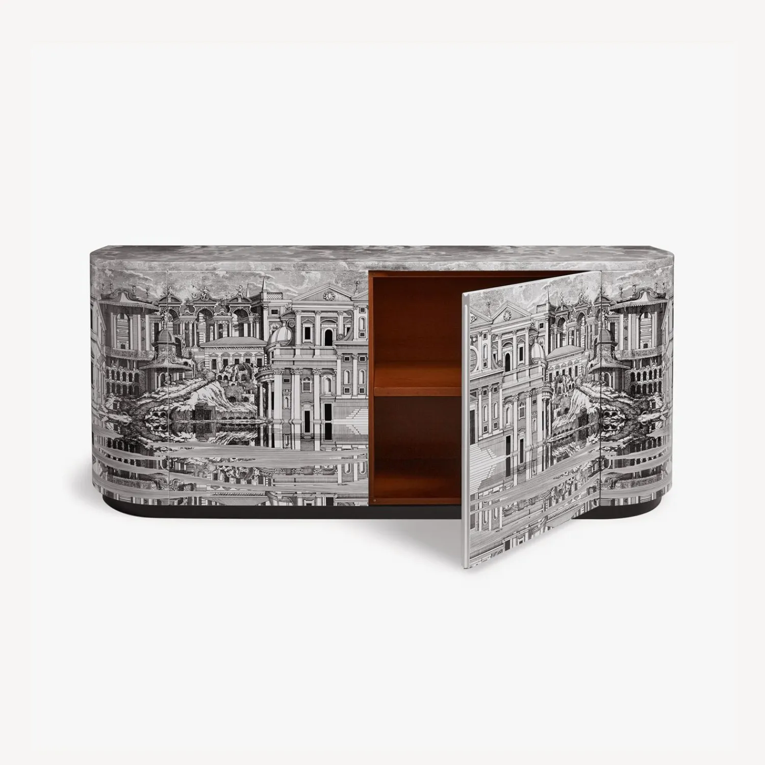 Curved Cabinets<Fornasetti Buffet Citta Che Si Rispecchia White/Black