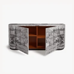 Curved Cabinets<Fornasetti Buffet Citta Che Si Rispecchia White/Black