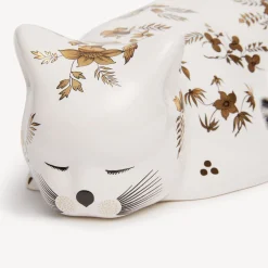 Ceramic Cats<Fornasetti Cat Fiorato White/Black/Gold