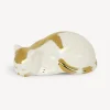 Ceramic Cats<Fornasetti Cat Striato White/Gold