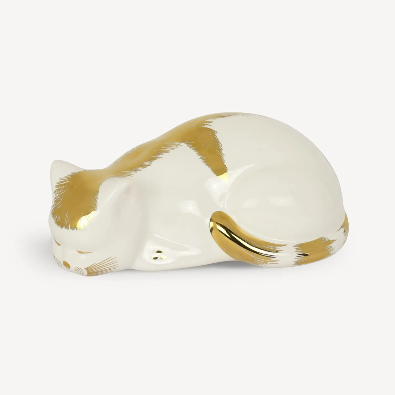 Ceramic Cats<Fornasetti Cat Striato White/Gold