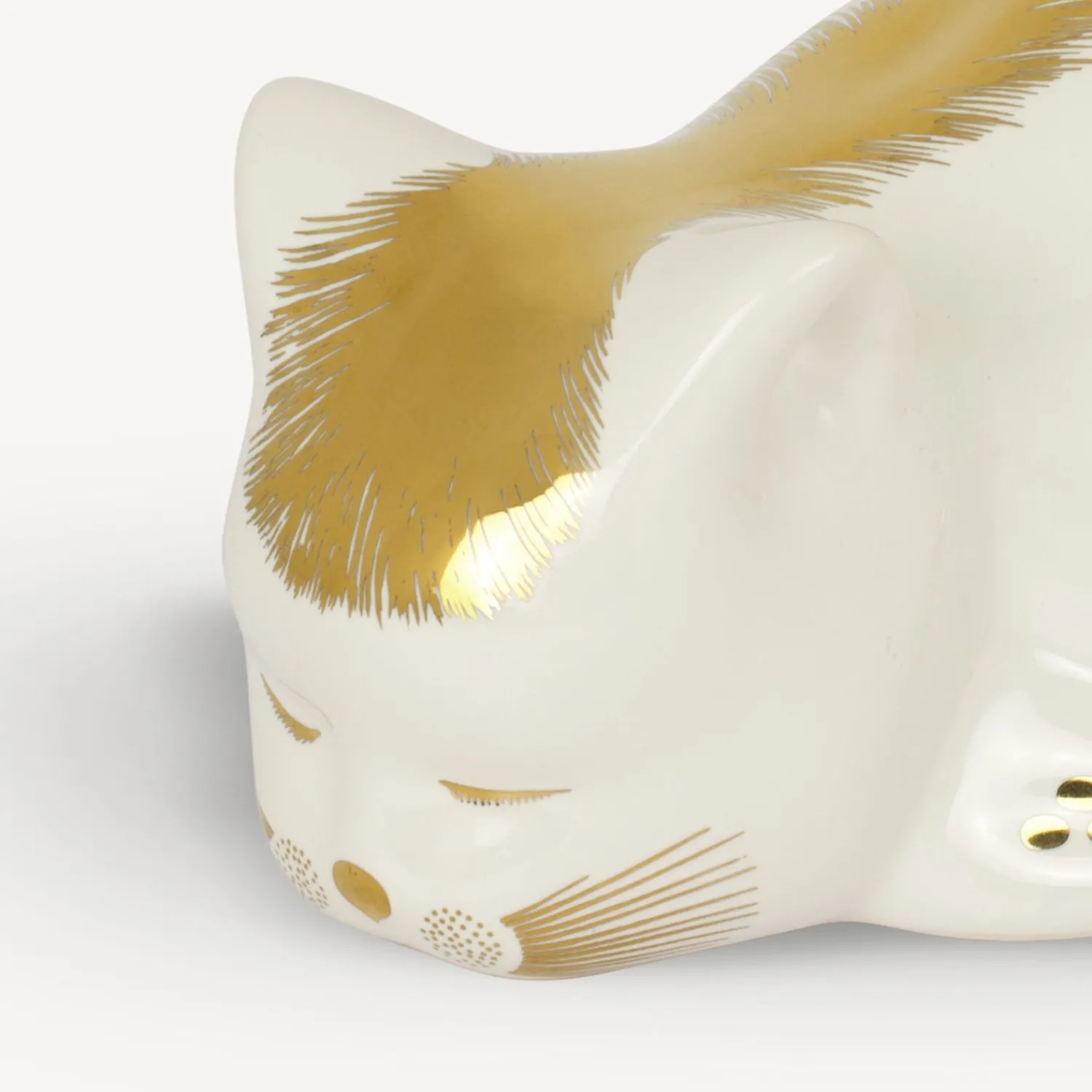Ceramic Cats<Fornasetti Cat Striato White/Gold