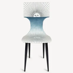 Chairs<Fornasetti Chair Sole White/Light Blue/Black