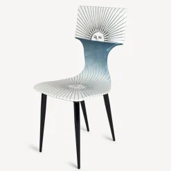 Chairs<Fornasetti Chair Sole White/Light Blue/Black