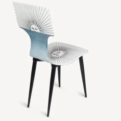 Chairs<Fornasetti Chair Sole White/Light Blue/Black