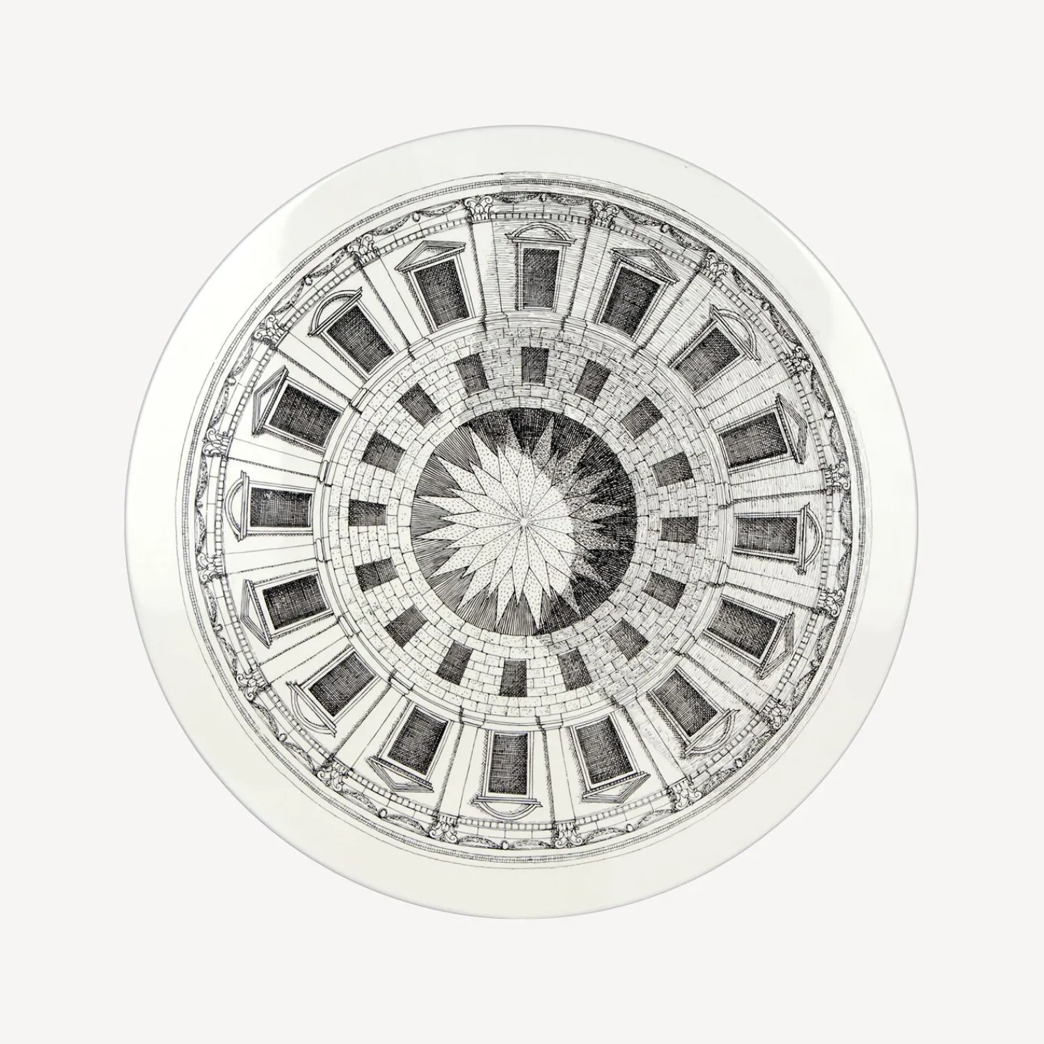 Tables<Fornasetti Coffee Table Cortile White/Black