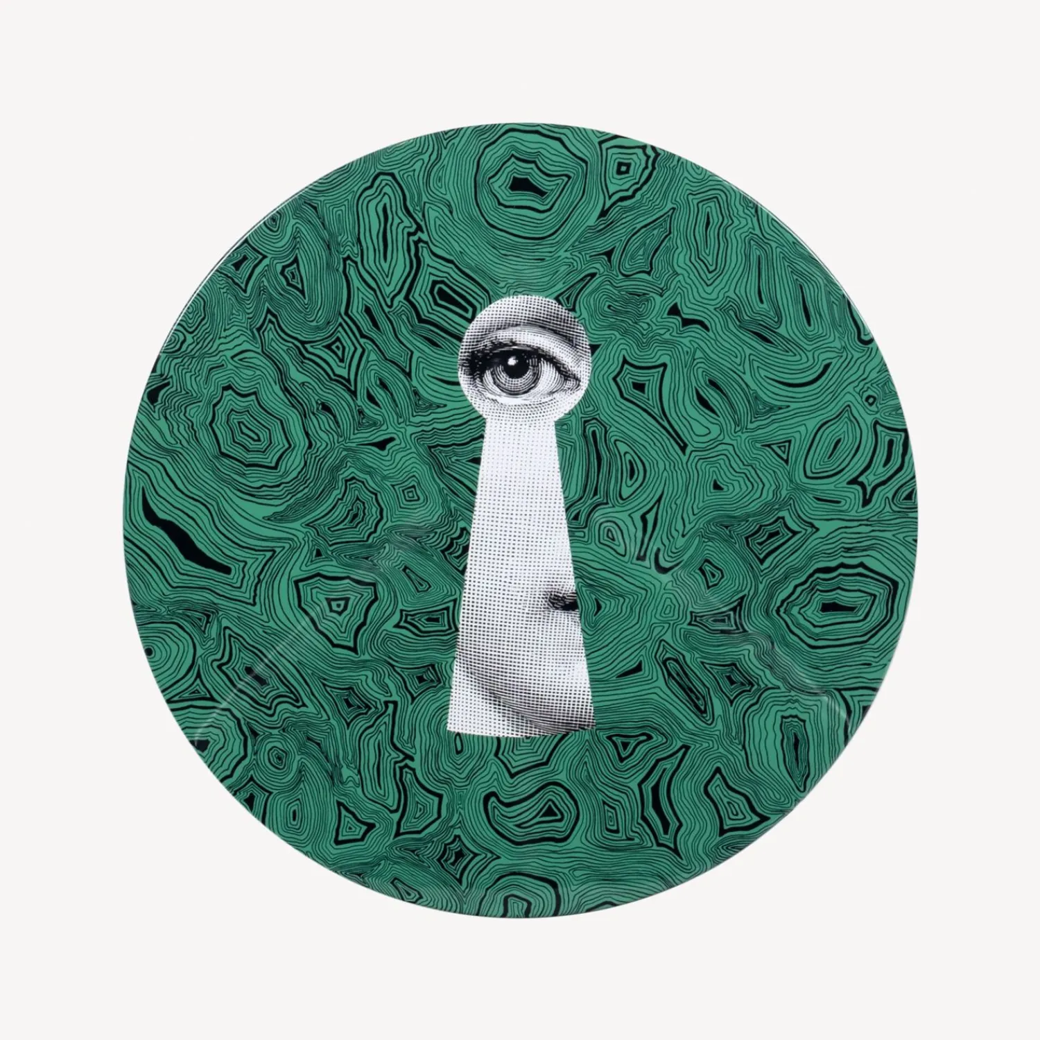 Tables<Fornasetti Coffee Table Serratura Su Malachite Green/White/Black