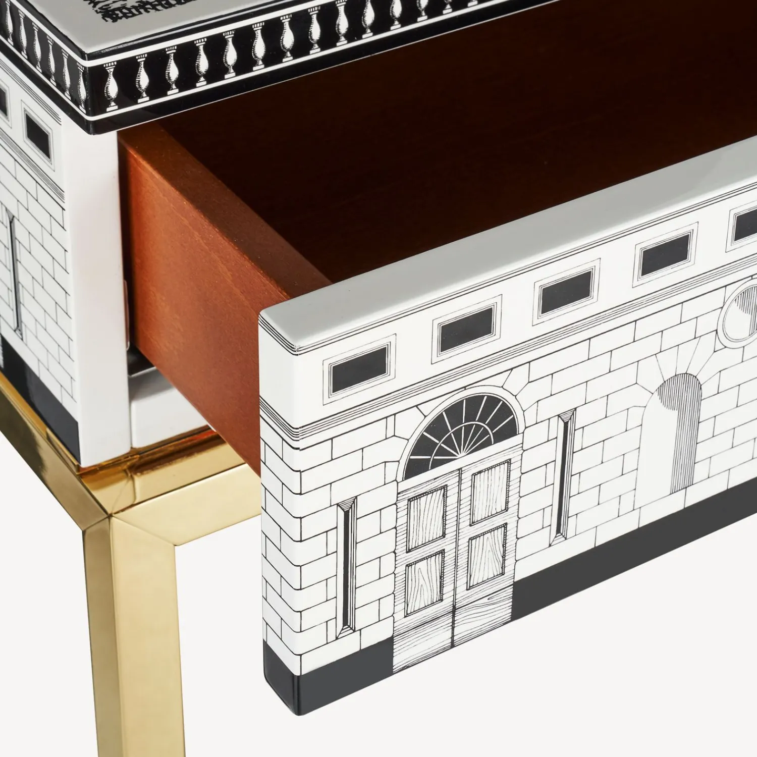 Storage Consoles<Fornasetti Console With Drawer Architettura White/Black