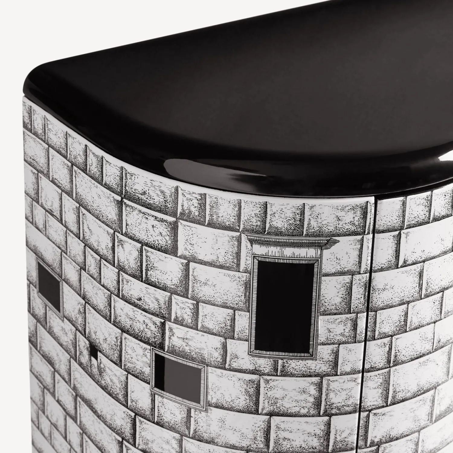 Curved Cabinets<Fornasetti Curved Cabinet Architettura White/Black