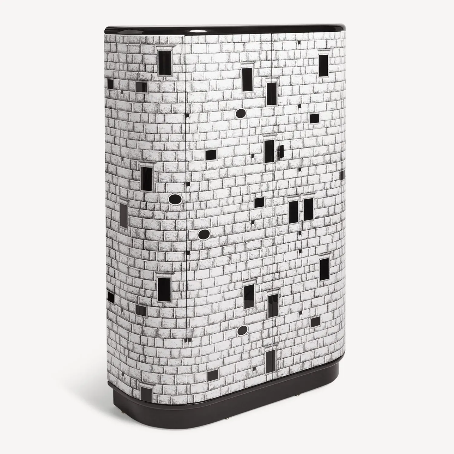 Curved Cabinets<Fornasetti Curved Cabinet Architettura White/Black
