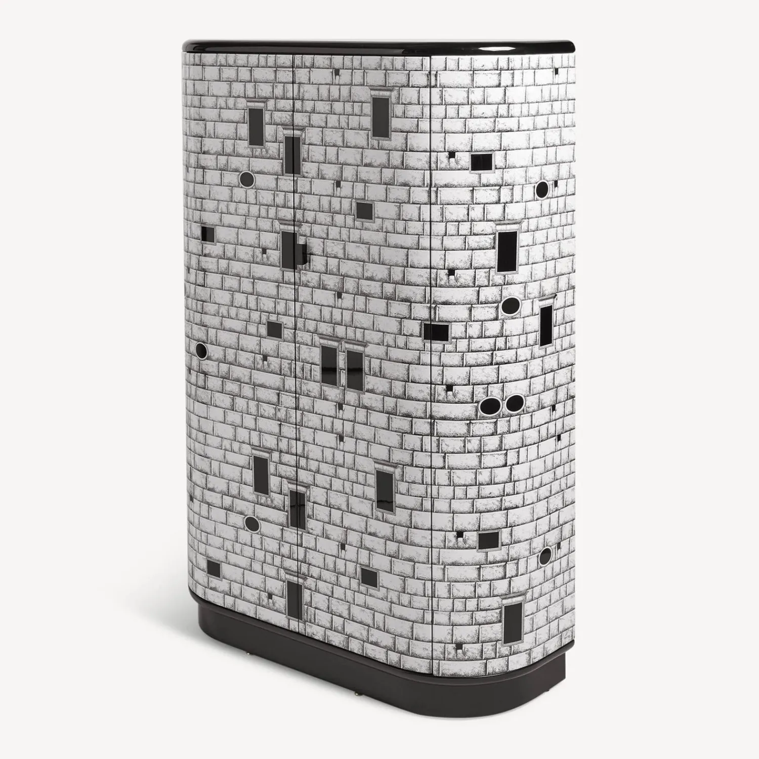 Curved Cabinets<Fornasetti Curved Cabinet Architettura White/Black