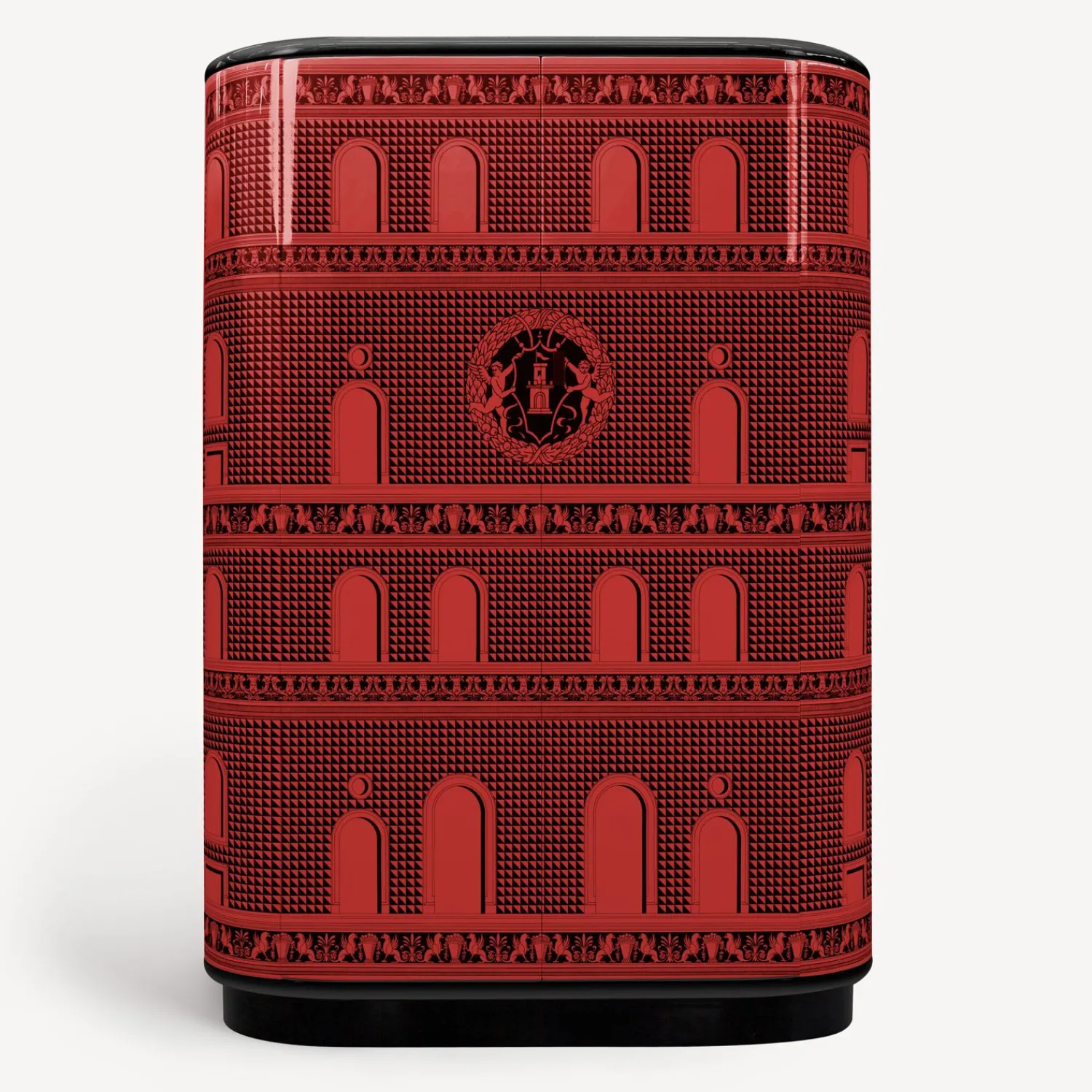 Curved Cabinets<Fornasetti Curved Cabinet Facciata Quattrocentesca Red/Black