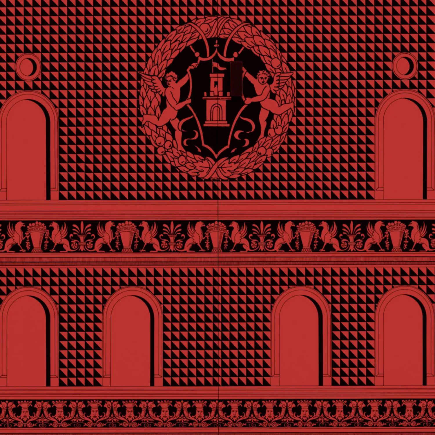 Curved Cabinets<Fornasetti Curved Cabinet Facciata Quattrocentesca Red/Black