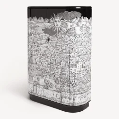 Curved Cabinets<Fornasetti Curved Cabinet Gerusalemme White/Black