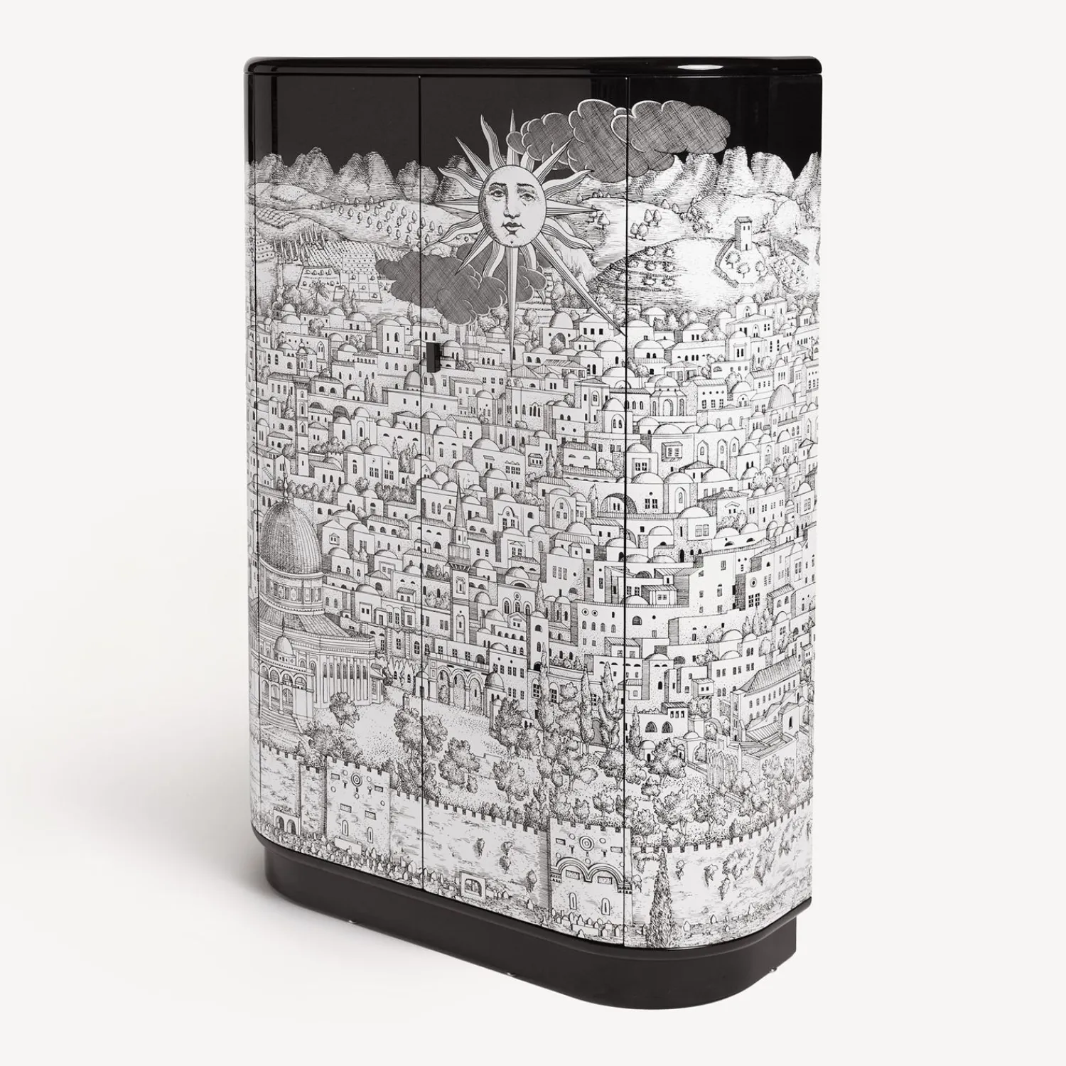 Curved Cabinets<Fornasetti Curved Cabinet Gerusalemme White/Black