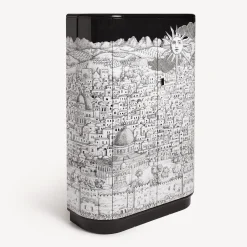 Curved Cabinets<Fornasetti Curved Cabinet Gerusalemme White/Black
