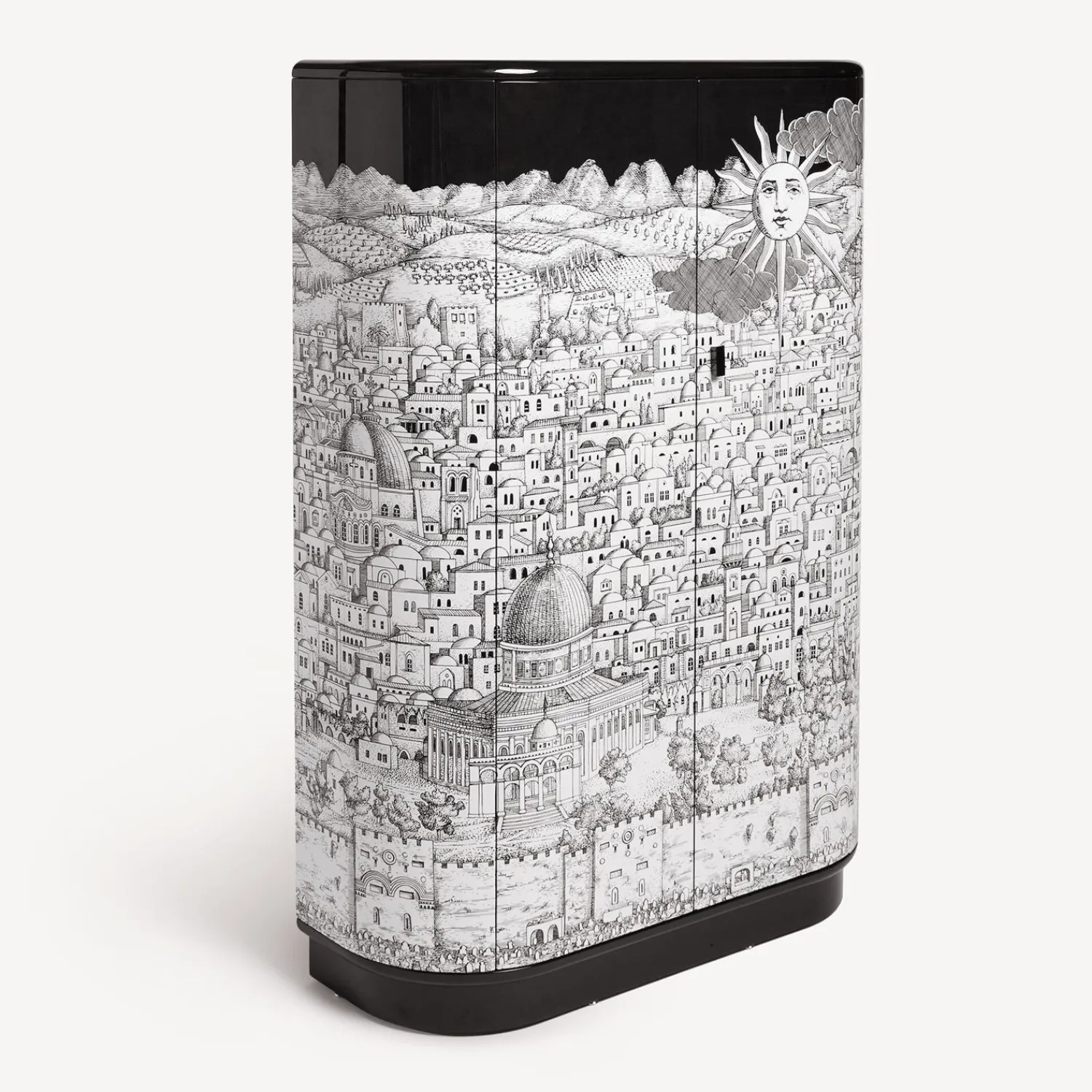 Curved Cabinets<Fornasetti Curved Cabinet Gerusalemme White/Black