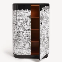 Curved Cabinets<Fornasetti Curved Cabinet Gerusalemme White/Black