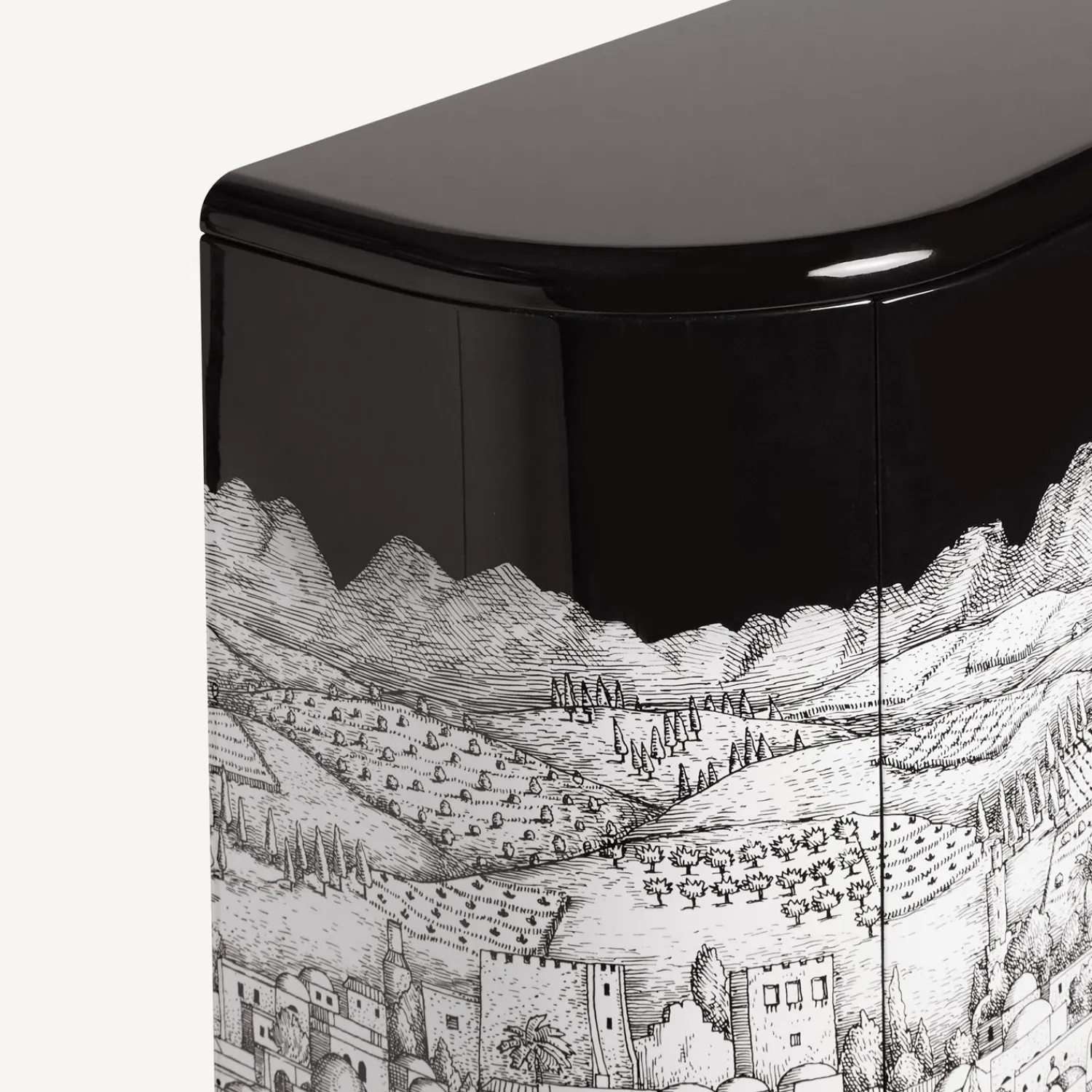 Curved Cabinets<Fornasetti Curved Cabinet Gerusalemme White/Black
