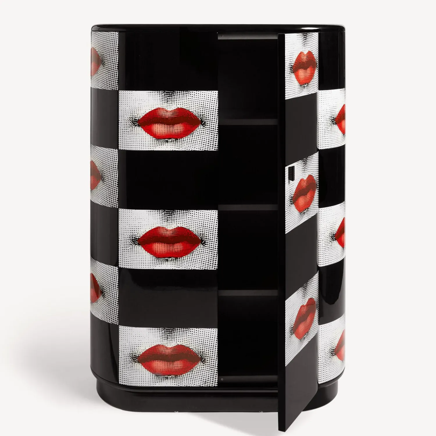 Curved Cabinets<Fornasetti Curved Cabinet Kiss White/Black/Red