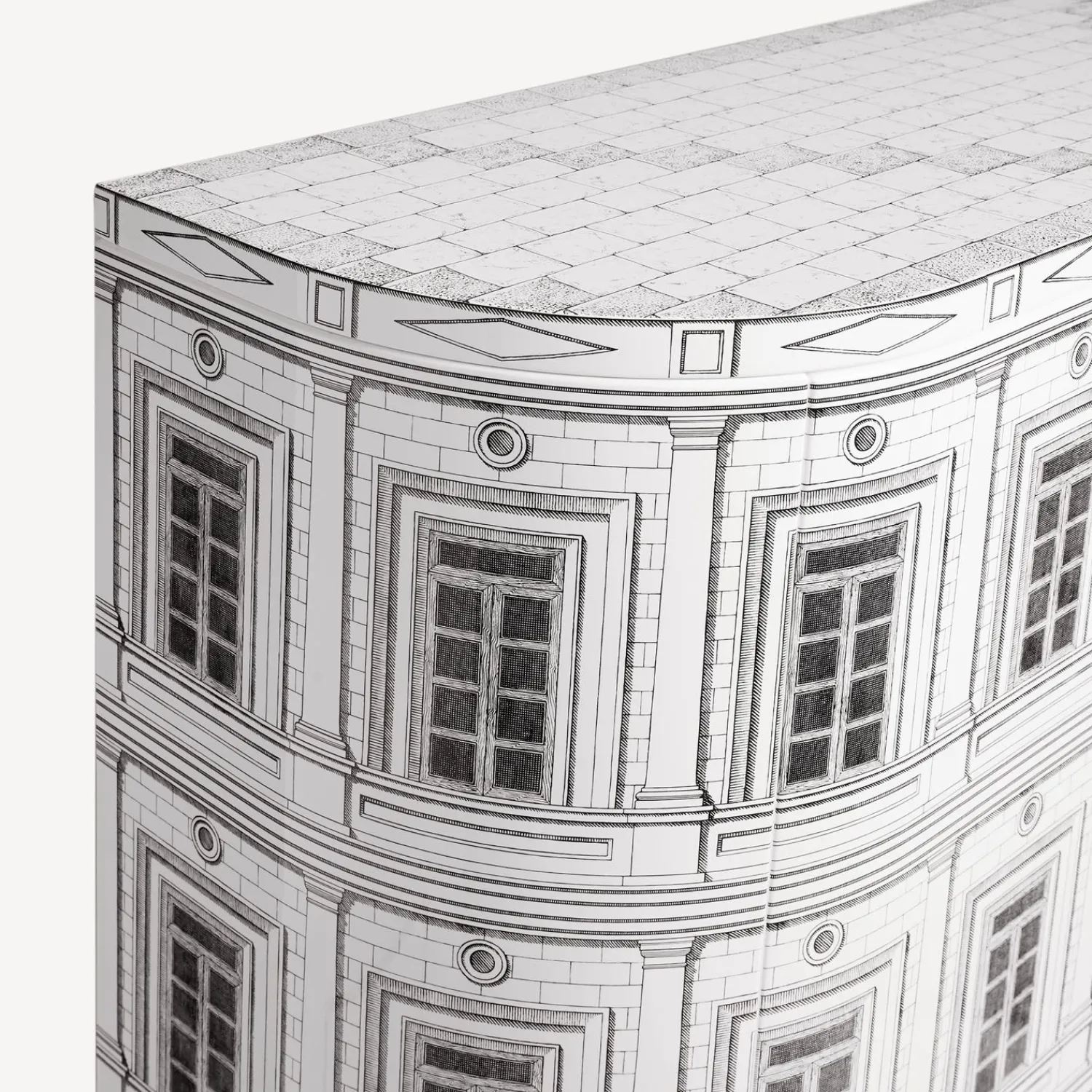 Curved Cabinets<Fornasetti Curved Cabinet Palazzo White/Black
