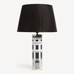 Lamps And Lampshades<Fornasetti Cylindrical Lamp Base Architettura White/Black