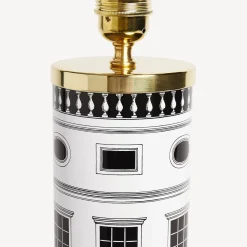 Lamps And Lampshades<Fornasetti Cylindrical Lamp Base Architettura White/Black