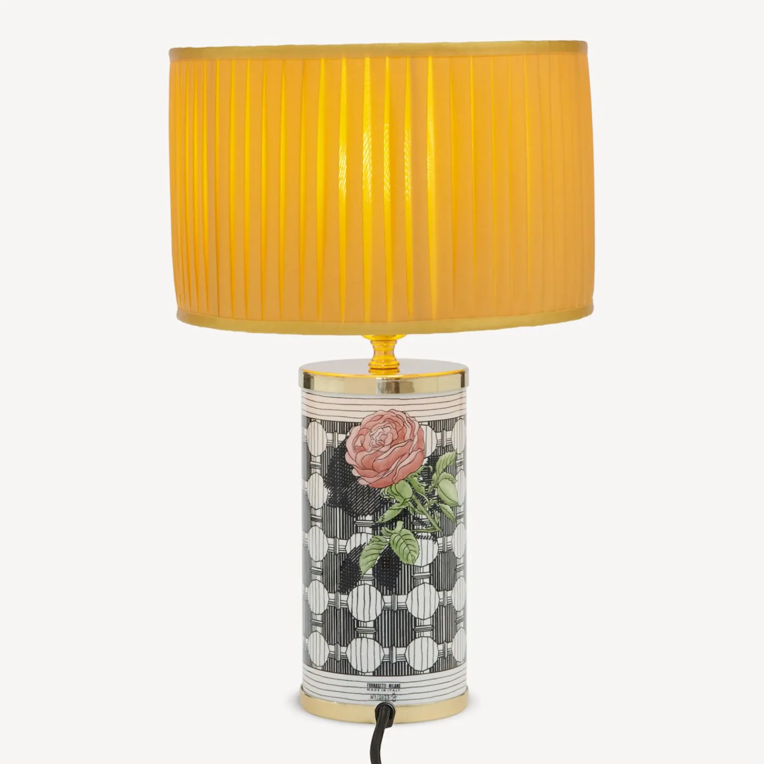 Lamps And Lampshades<Fornasetti Cylindrical Lampshade In Pleated Fabric Yellow