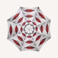 Umbrellas<Fornasetti Folding Umbrella Bocche White/Black/Red