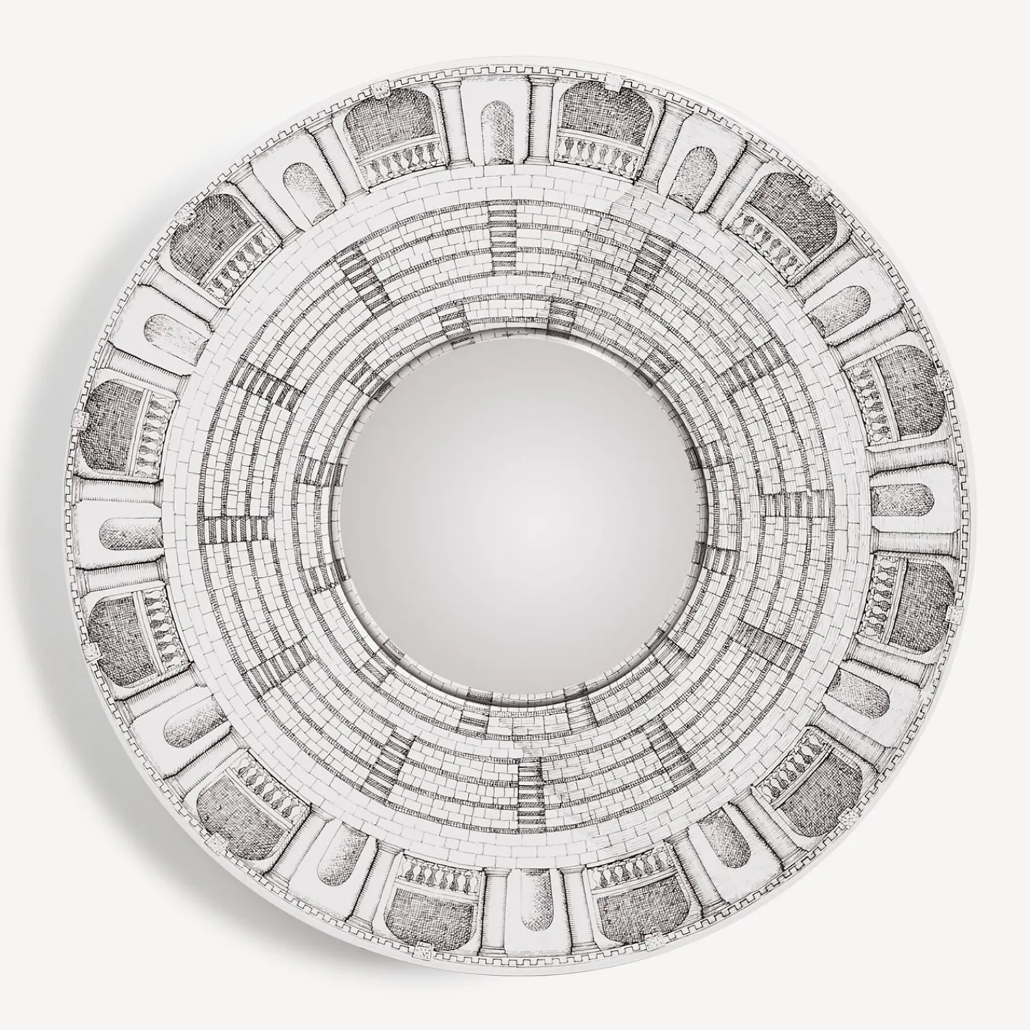 Design Mirrors<Fornasetti Frame With Convex Mirror Architettura White/Black