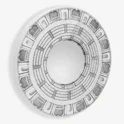 Design Mirrors<Fornasetti Frame With Convex Mirror Architettura White/Black