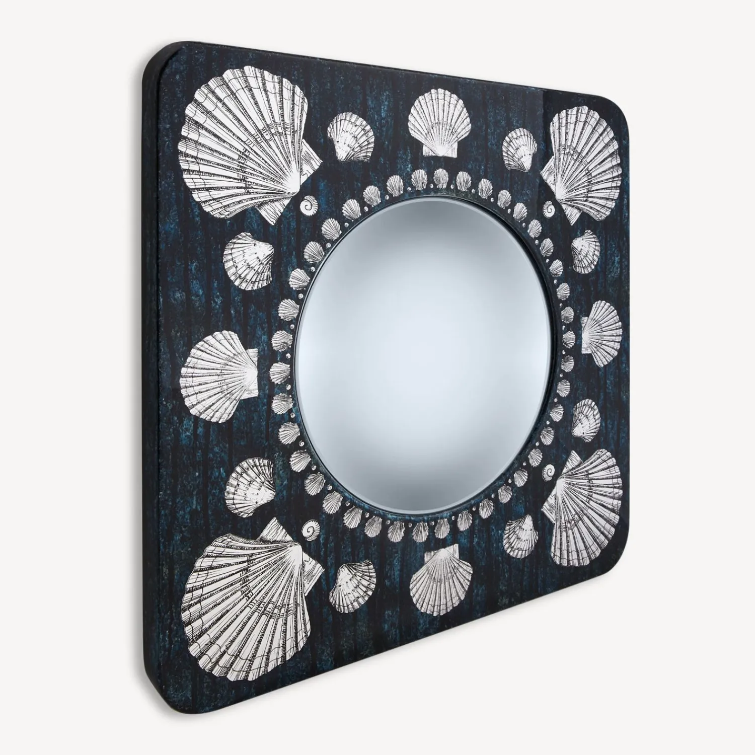 Design Mirrors<Fornasetti Frame With Convex Mirror Giro Di Conchiglie Silver/Blue