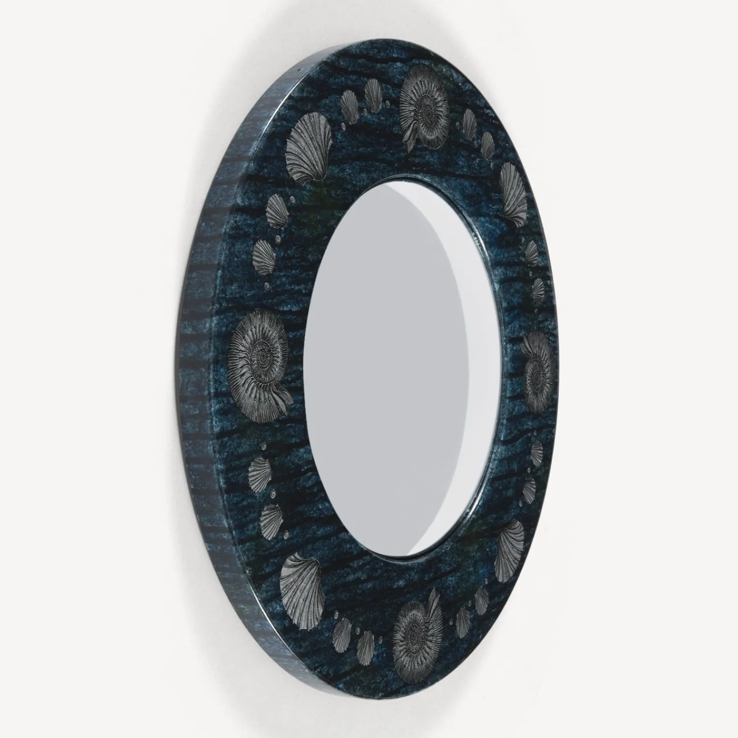 Design Mirrors<Fornasetti Frame With Convex Mirror Giro Di Conchiglie Silver/Blue