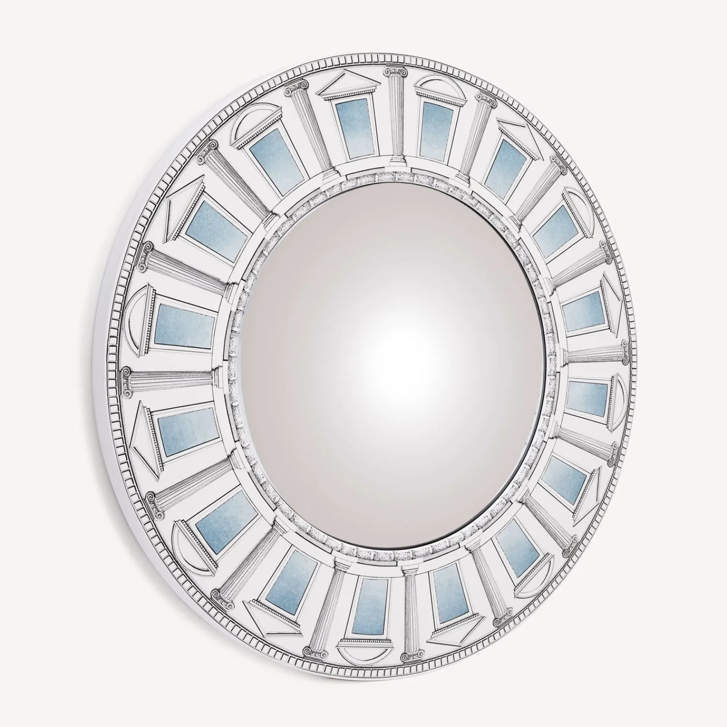 Design Mirrors<Fornasetti Frame With Convex Mirror Architettura Celeste White/Black/Blue