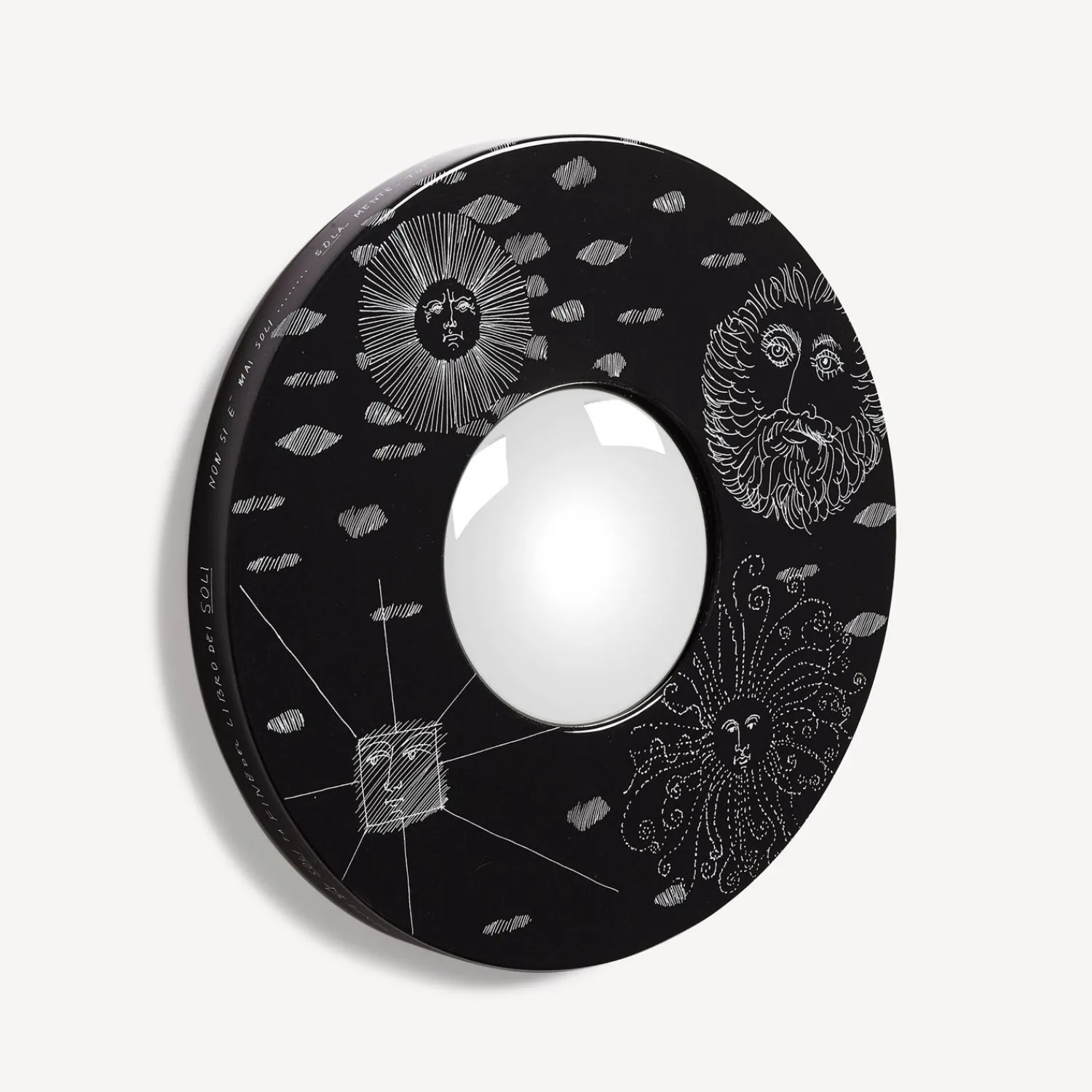 Design Mirrors<Fornasetti Frame With Convex Mirror Solitario White/Black