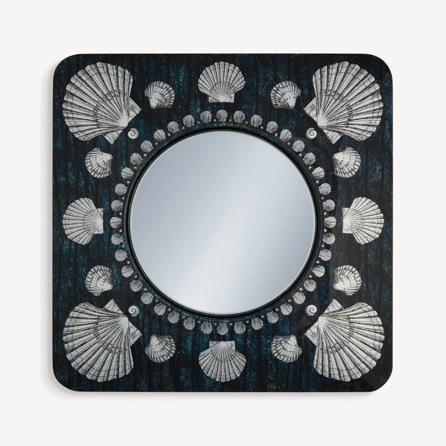 Design Mirrors<Fornasetti Frame With Flat Mirror Giro Di Conchiglie Silver/Blue