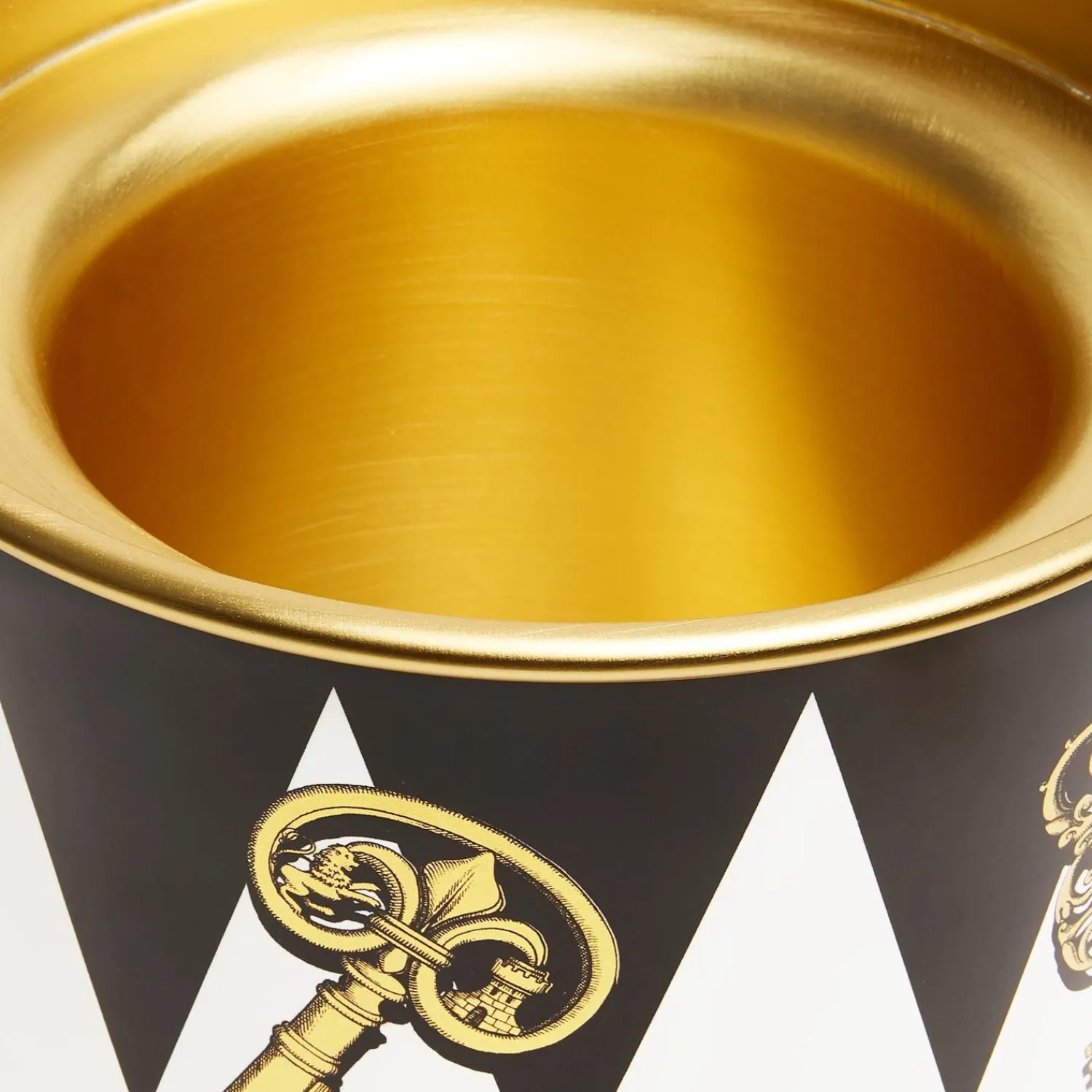 Ice Buckets<Fornasetti Ice Bucket Chiavi Oro E Rombi White/Black/Gold