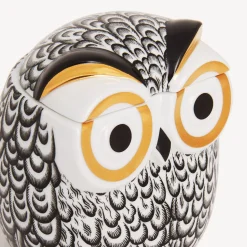 Small Containers<Fornasetti Jar Civetta Piumata White/Black/Gold
