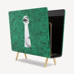 Magazine Racks<Fornasetti Magazine Rack Serratura Su Malachite Green/White/Black
