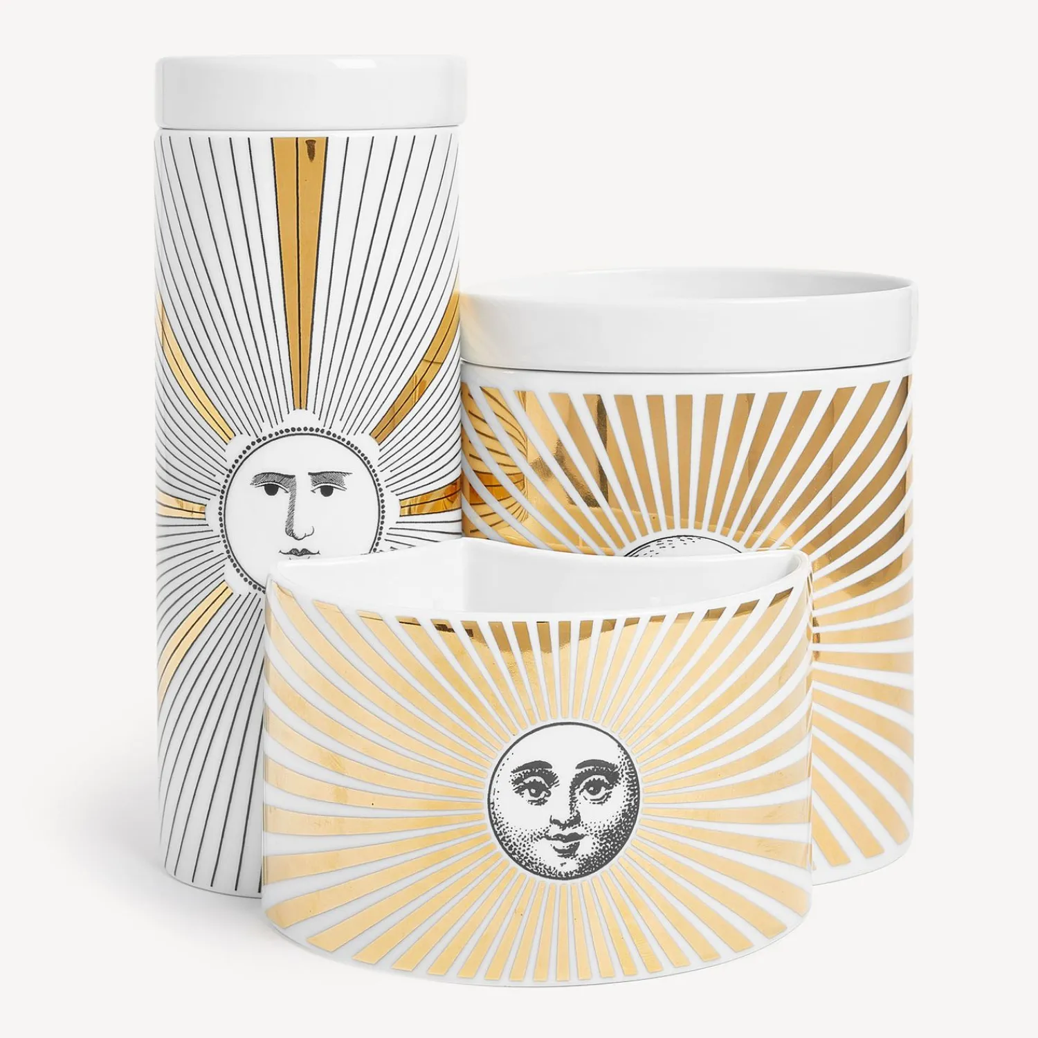 Scented Candles<Fornasetti Nel Mentre Set Of Three Scented Candles - Soli Decor - Immaginazione Fragrance White/Black/Gold